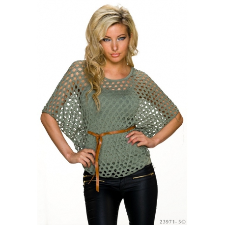 Top s tielkom olive